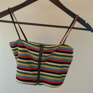 Urban outfitters striped crop top with zipper